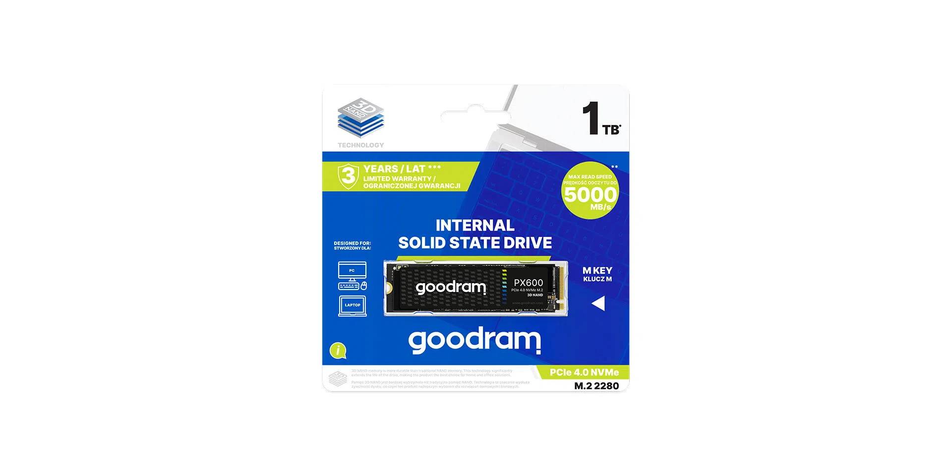 M.2 NVMe SSD GOODRAM PX600 Gen2 / 2.0TB / 3D NAND TLC 3