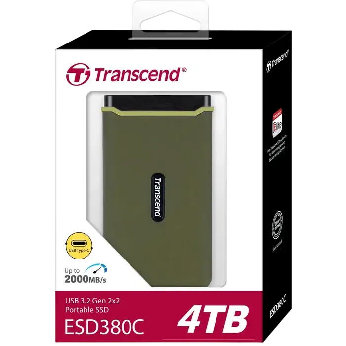 Внешний портативный SSD накопитель Transcend ESD380C, 4 ТБ, Military Green 6