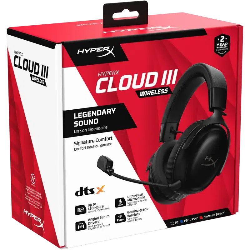 Наушники HyperX Cloud III Wireless, Беспроводной, Чёрный 9