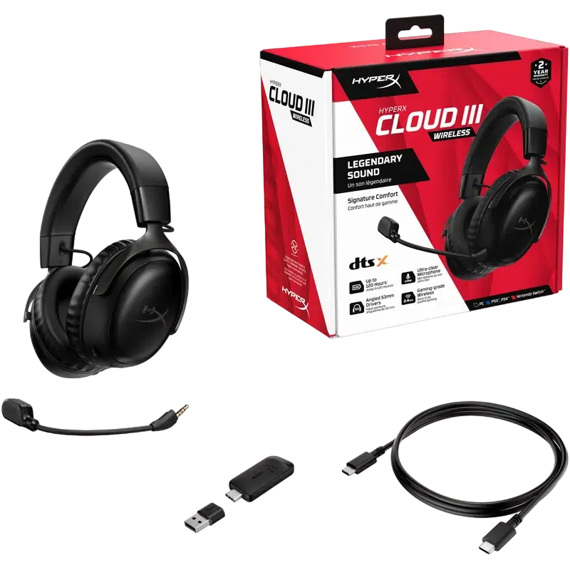 Наушники HyperX Cloud III Wireless, Беспроводной, Чёрный 7
