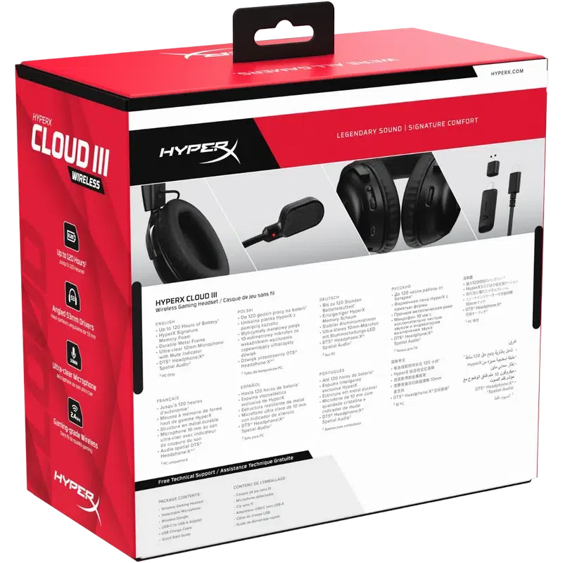 Наушники HyperX Cloud III Wireless, Беспроводной, Чёрный 5