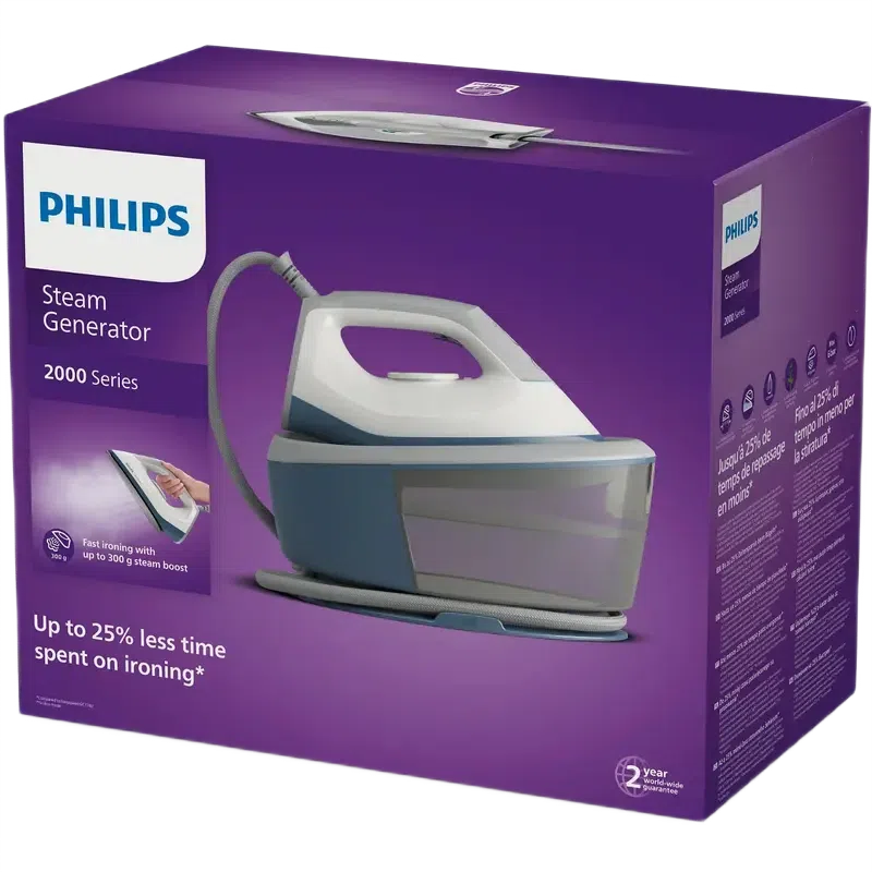 Fier de călcat cu generator de abur Philips PSG2000/20, 2400W, Alb/Albastru 5