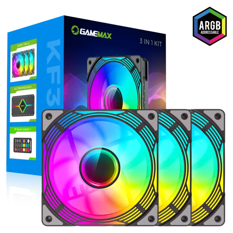 Вентилятор для ПК Gamemax KF300, 120 мм, Черный 8