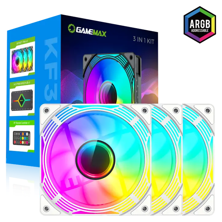 Вентилятор для ПК Gamemax KF300 3x Kit, 120 мм, Белый 8