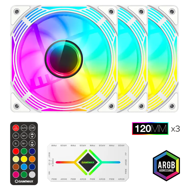 Вентилятор для ПК Gamemax KF300 3x Kit, 120 мм, Белый 6