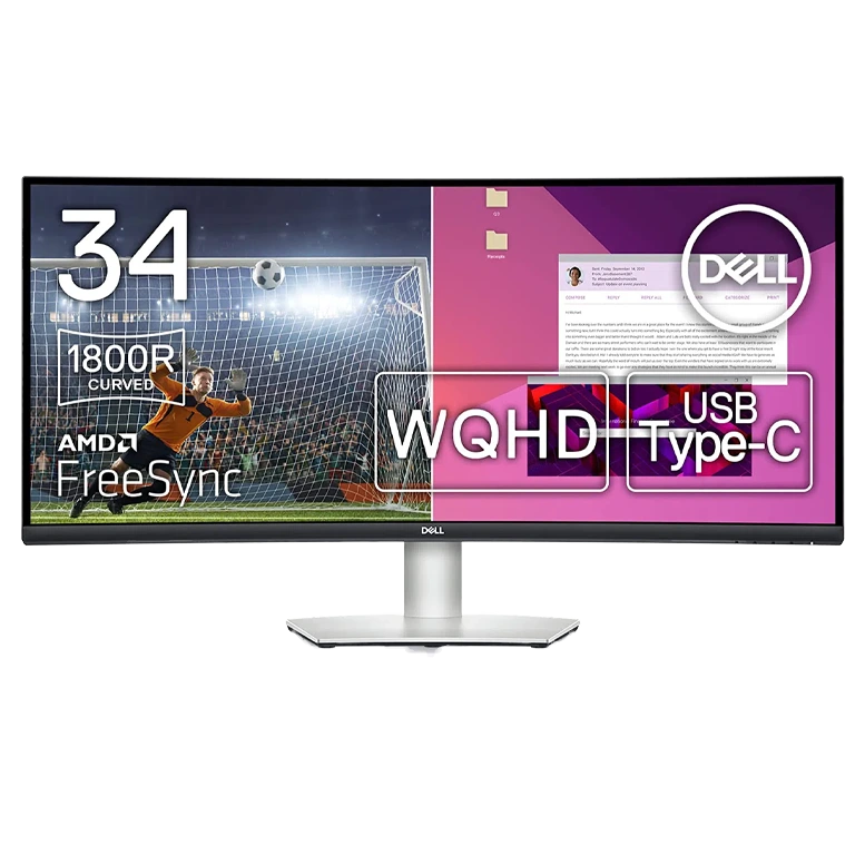 34.0" Monitor DELL S3423DWC / Curved / 21:9 / 4K / 100Hz / Black/Silver
