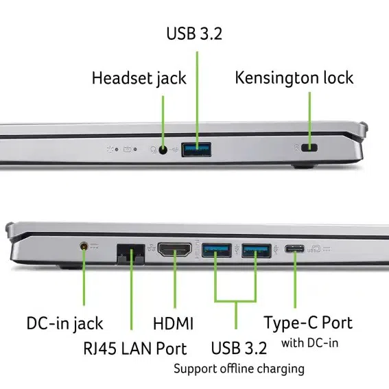 Ноутбук 15,6" ACER Aspire A315-44P (NX.KSJEU.001) / AMD Ryzen 7 5700U / 8GB / 512GB SSD / Pure Silver 5
