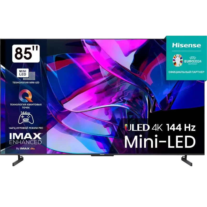 85" MiniLED SMART Телевизор Hisense 85U7KQ, 3840x2160 4K UHD, VIDAA U7.0, Серый