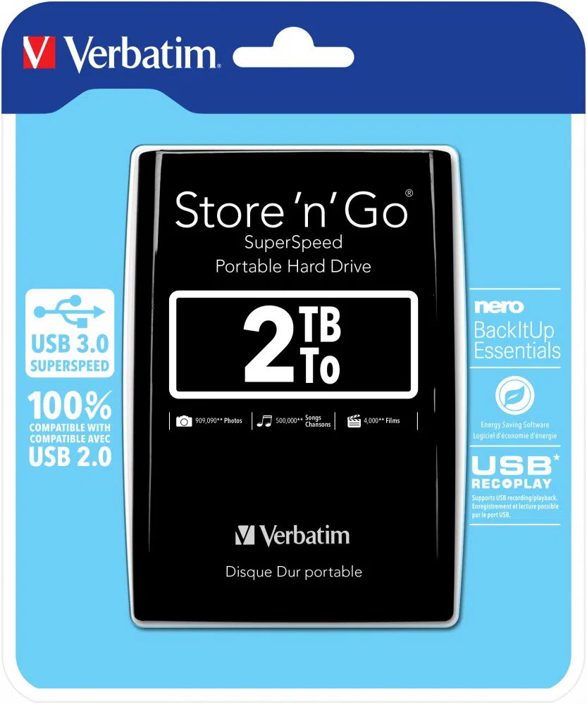 Внешний жесткий диск Verbatim Store 'n' Go G1, 2ТБ, Черный 8