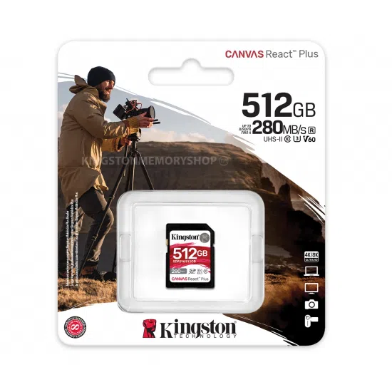 Карта памяти SD Kingston Canvas React Plus V60/ UHS-II/ 280MBps/ 512GB 3
