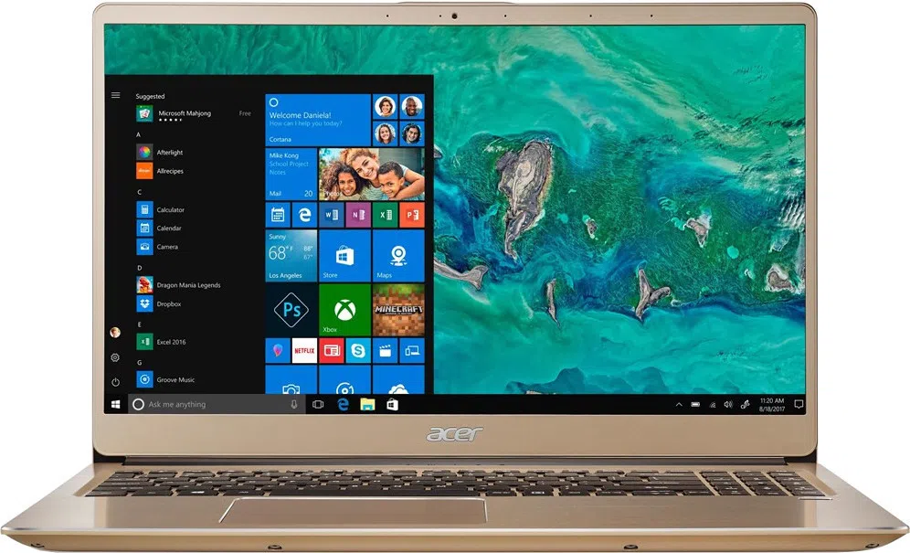 ACER Swift 3 Luxury Gold (NX.GZBEU.018), 15.6" IPS FullHD (Intel® Core™ i3-8130U 2.2-3.4GHz, 8Gb (1x8) DDR4 RAM, 256Gb PCIe SSD, Intel® UHD Graphics 620, CardReader, WiFi-AC/BT, FPR, Backlit KB, 4cell, HD Webcam, RUS, Linux, 1.8kg, 16.9mm) 4
