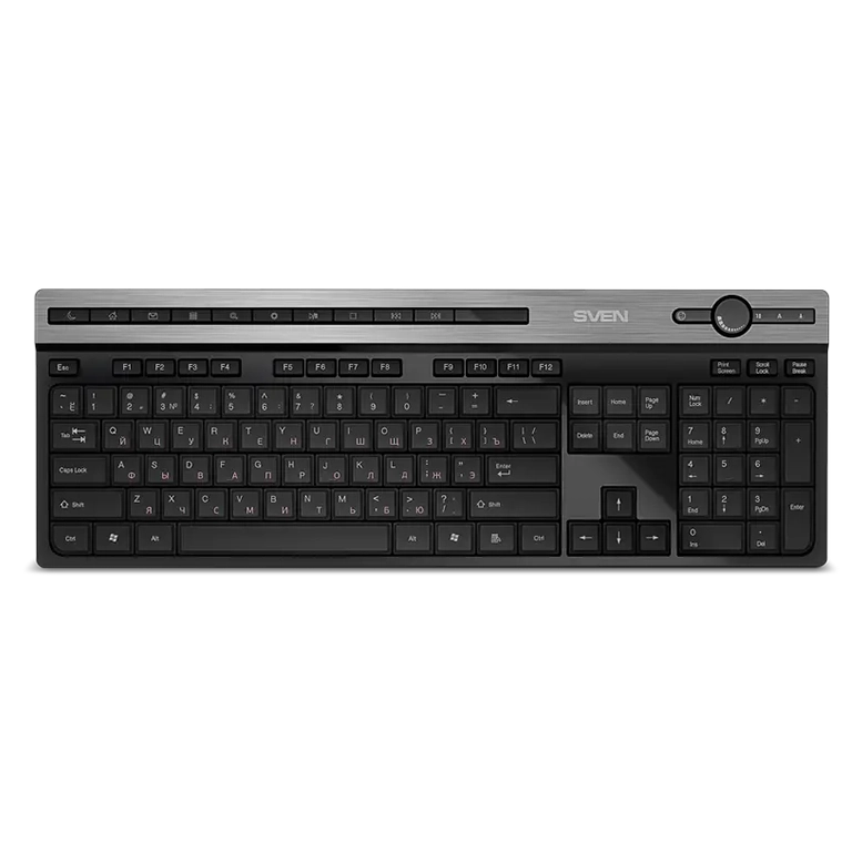 Клавиатура SVEN KB-E5500W, Беспроводное, Чёрный/Серебристый