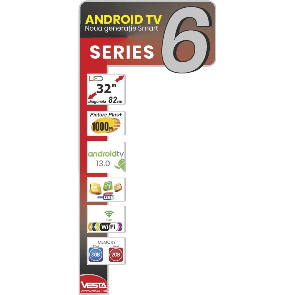 LED TV Vesta LD32L6205 HD DVB-T/T2/C/Ci+ AndroidTV 13 8