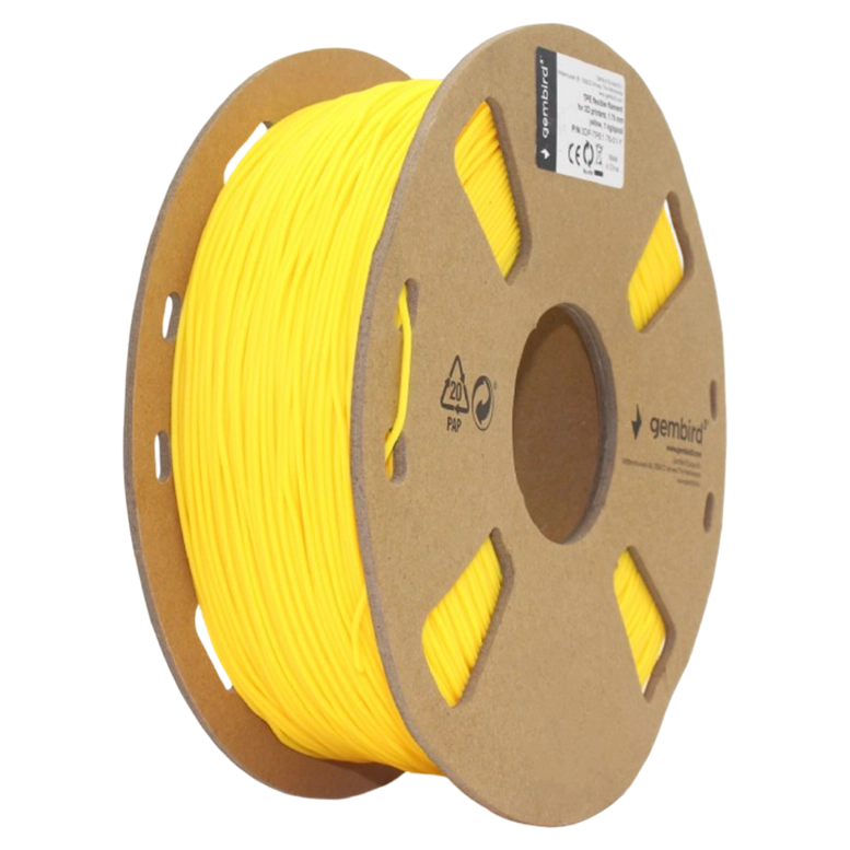Гибкая нить TPE для 3D печати Gembird GMB-3DP-TPE1.75-01-Y, 1.75 мм, 1кг, Yellow