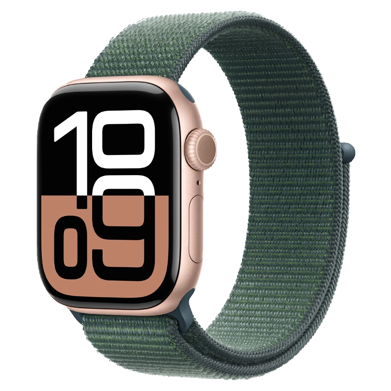 Apple Watch 10 Aluminum GPS Rose Gold Textile Sport Loop Lake Green 42 mm 2