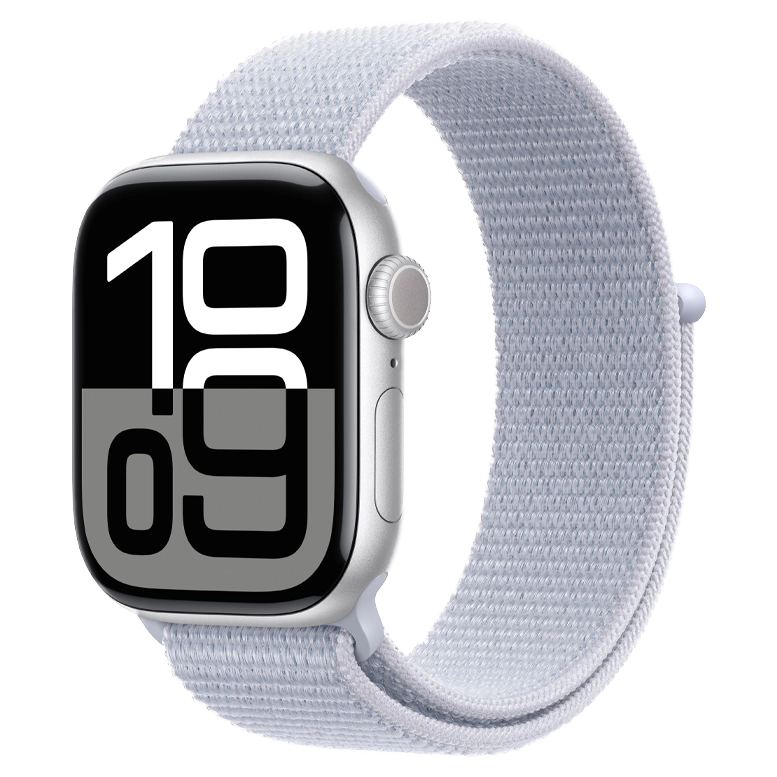 Apple Watch 10 Aluminum GPS Silver Textile Sport Loop Blue Cloud 42 mm 2
