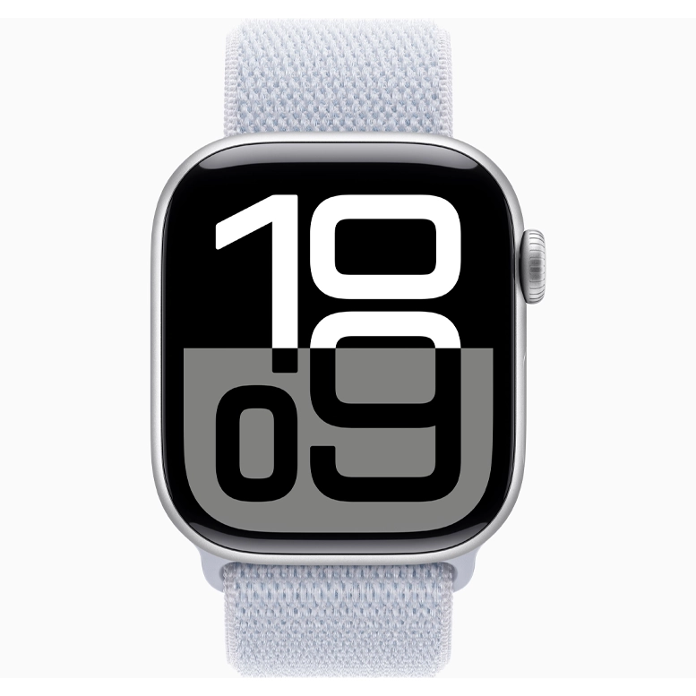 Apple Watch 10 Aluminum GPS Silver Textile Sport Loop Blue Cloud 46 mm 3