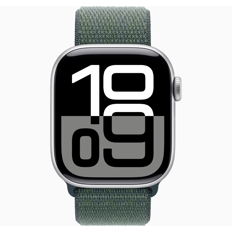 Apple Watch 10 Aluminum GPS Silver Textile Sport Loop Lake Green 46 mm 3