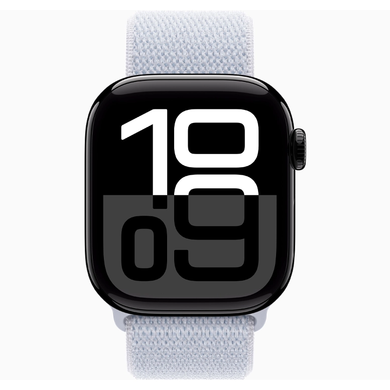 Apple Watch 10 Aluminum GPS Jet Black Textile Sport Loop Blue Cloud 46 mm 4