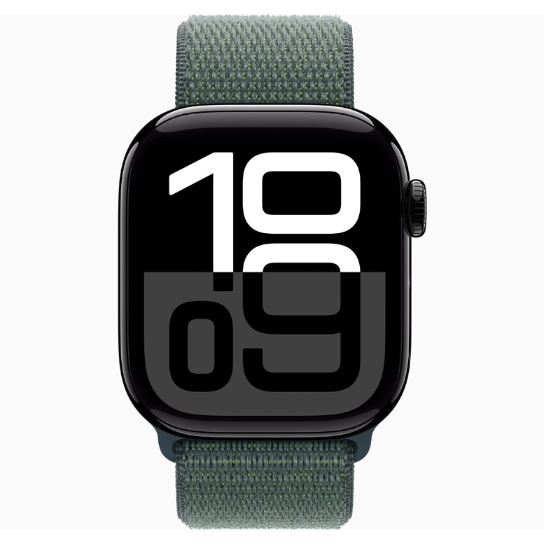 Apple Watch 10 Aluminum GPS Jet Black Textile Sport Loop Lake Green 42 mm 3