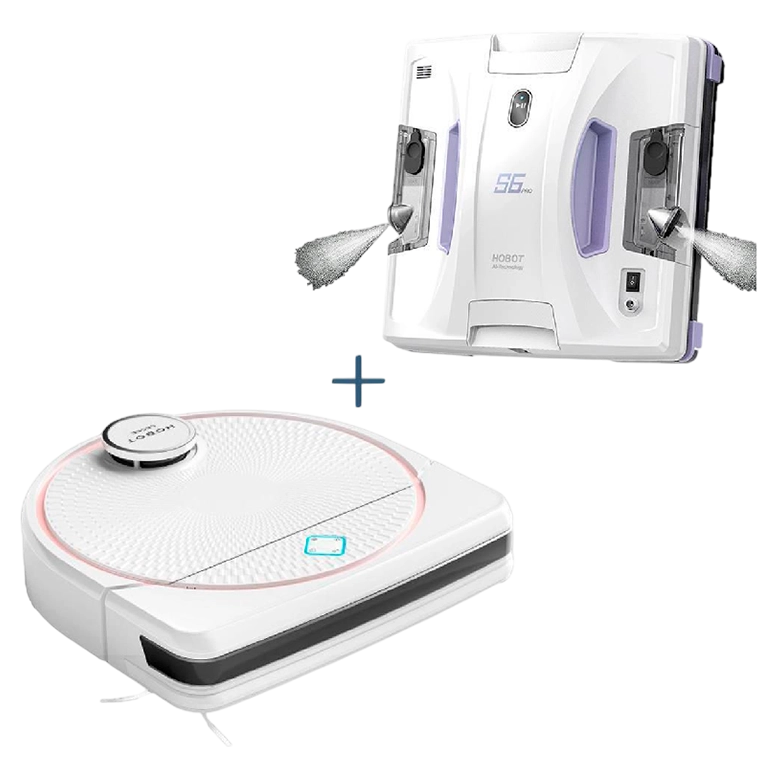 Set HOBOT "Aspirator robot Legee D7 + Robot de curățat geamuri S6 Pro", White
