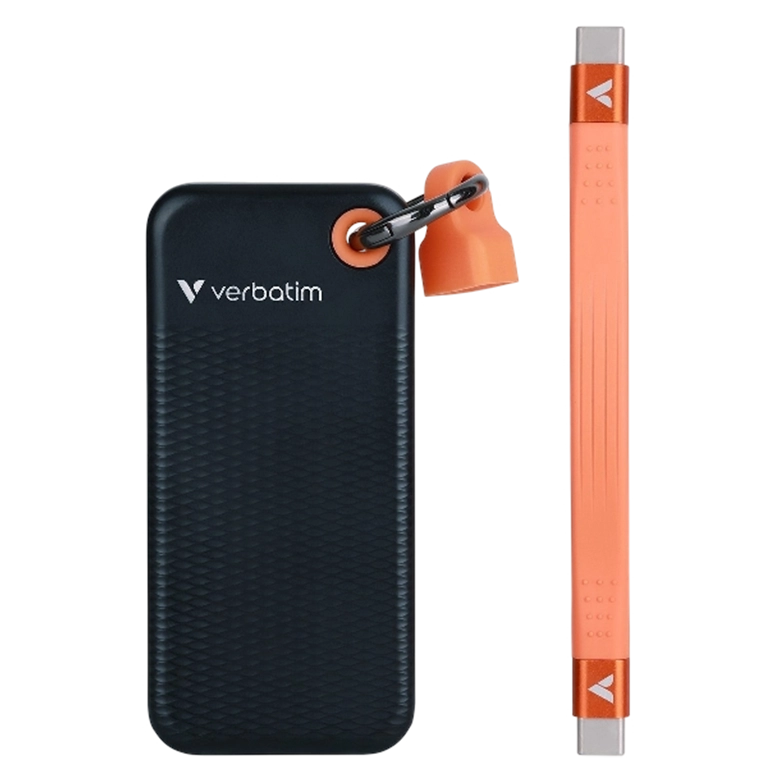 Внешний портативный SSD накопитель Verbatim Pocket, 1 ТБ Gen 2, Черный/Оранжевый