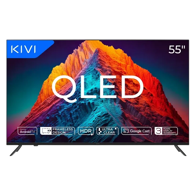 55" QLED SMART Телевизор KIVI 55U770QB, 3840x2160 4K UHD, Android TV, Чёрный