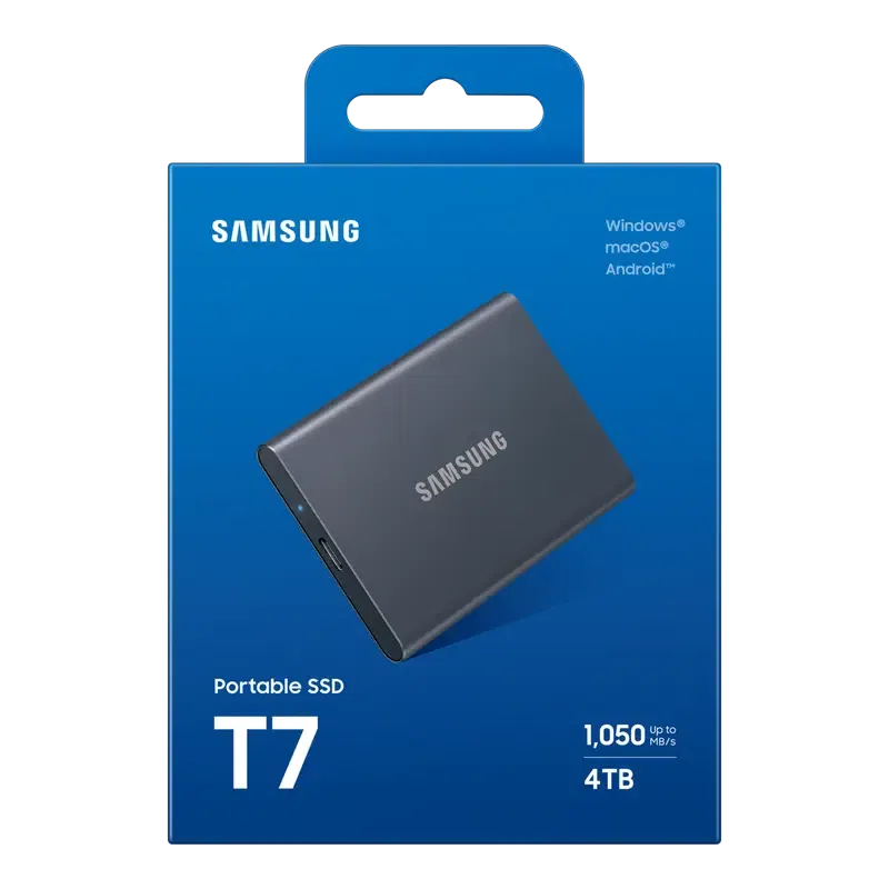 Внешний портативный SSD накопитель Samsung T7, 4 ТБ, Titan Gray 8