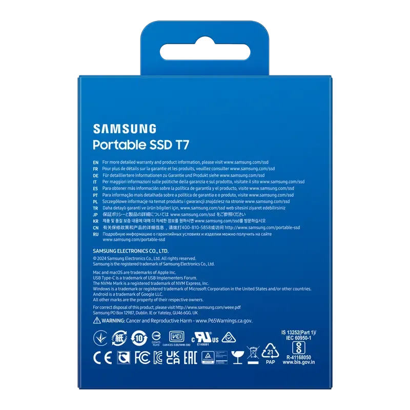 Внешний портативный SSD накопитель Samsung T7, 4 ТБ, Titan Gray 10