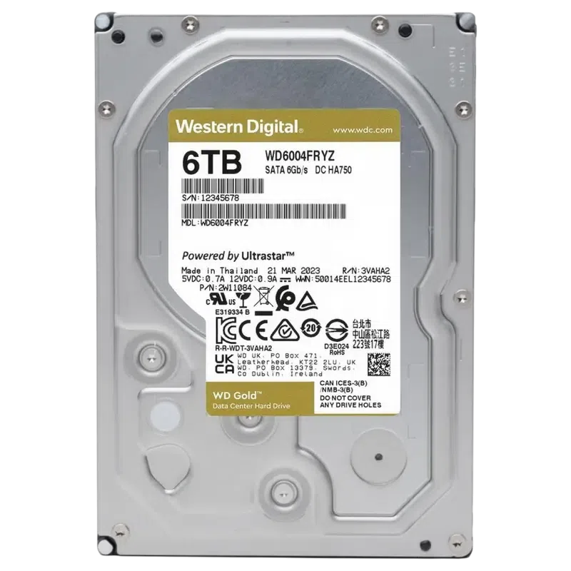 Жесткий диск Western Digital WD Gold WD6004FRYZ, 6 TБ, Gold 4