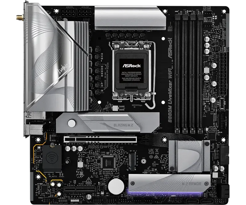 Материнская плата ASRock B860M LIVEMIXER WIFI LGA1851 Micro-ATX 2