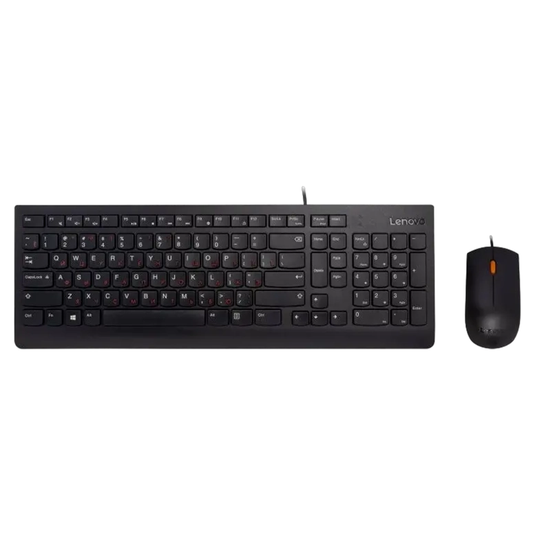 Клавиатура и мышь Lenovo 300 USB, Чёрный