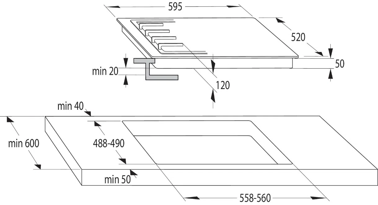 Plită incorporabilă mixt Gorenje GCI691BSC, Negru 4
