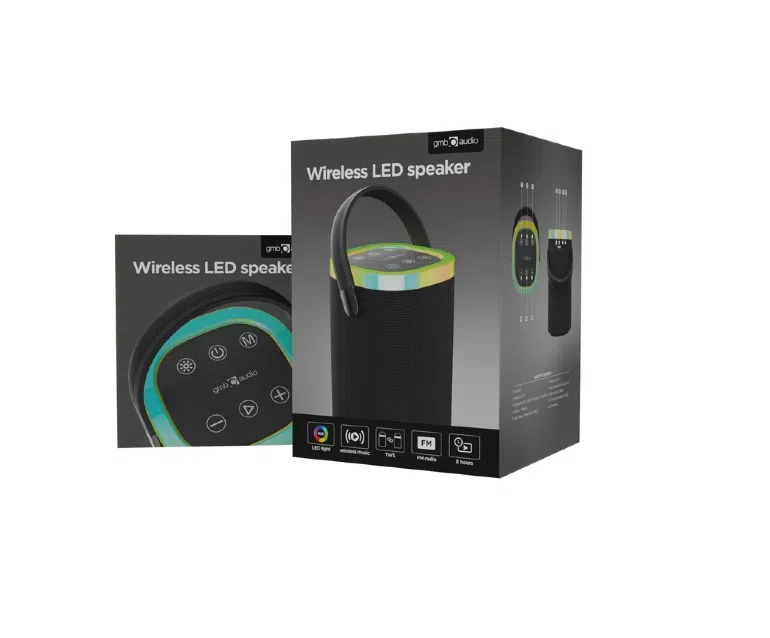 Портативная колонка Gembird SPK-BT-LED-06, Чёрный 4