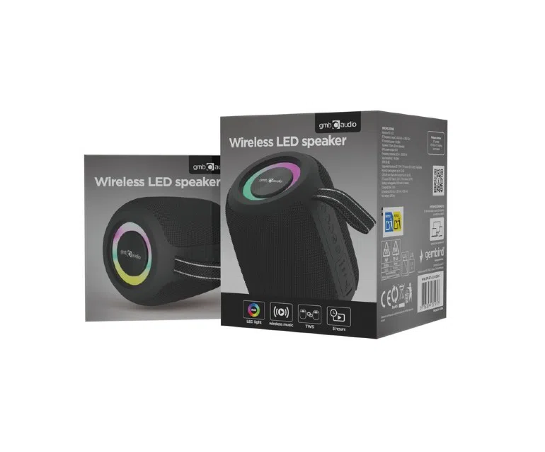 Портативная колонка Gembird SPK-BT-LED-05-BK, Чёрный 5
