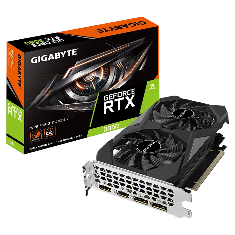 Видеокарта GIGABYTE GeForce RTX 3050 WINDFORCE OC V2 6G, Black