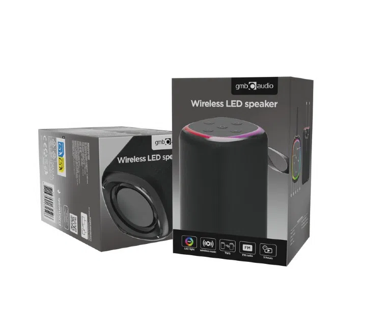 Портативная колонка Gembird SPK-BT-LED-08S, Чёрный 5