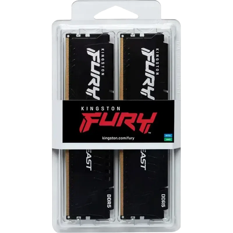 Оперативная память Kingston FURY Beast, DDR5 SDRAM, 6400 МГц, 32ГБ 10