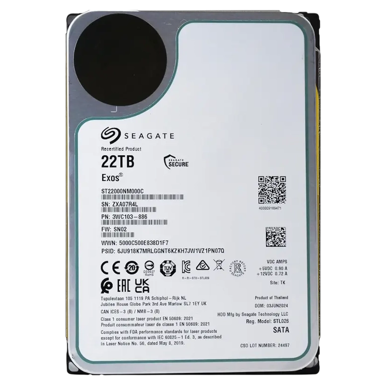 Жесткий диск Seagate Exos ST22000NM000C-FR, 22 TБ, White