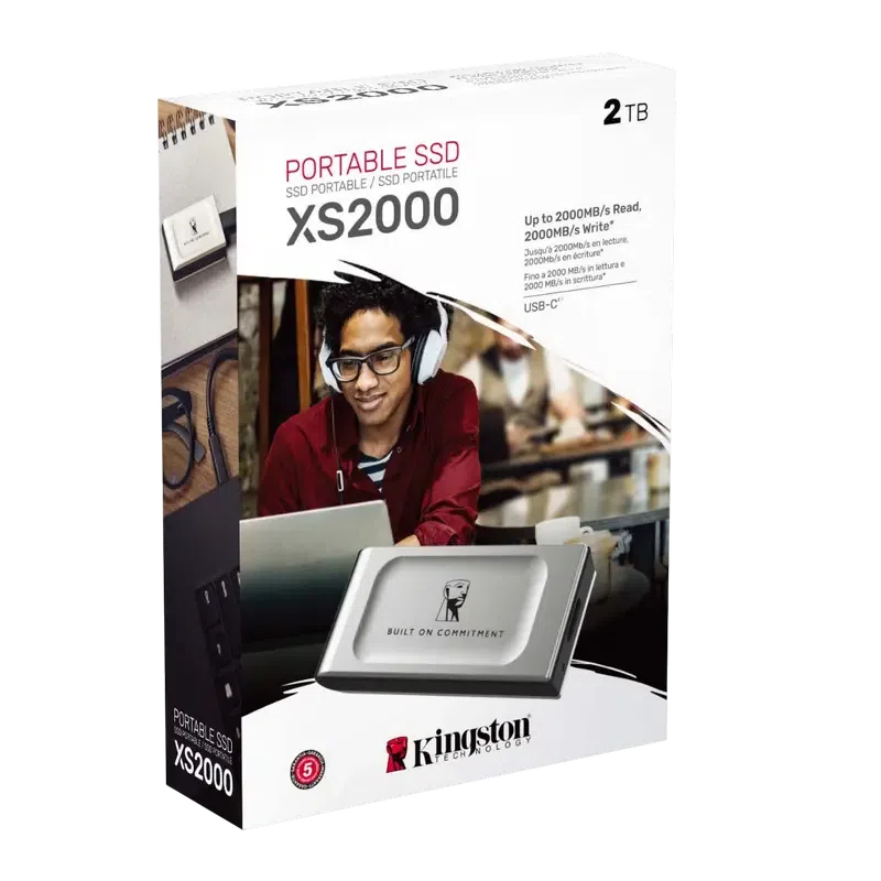 Внешний портативный SSD накопитель Kingston XS2000 BoC, 2 ТБ, Silver 3