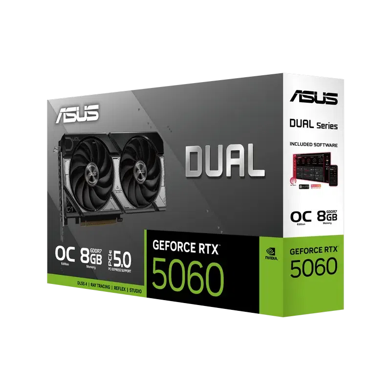 Видеокарта ASUS Dual GeForce RTX 5060 OC, Серый 8
