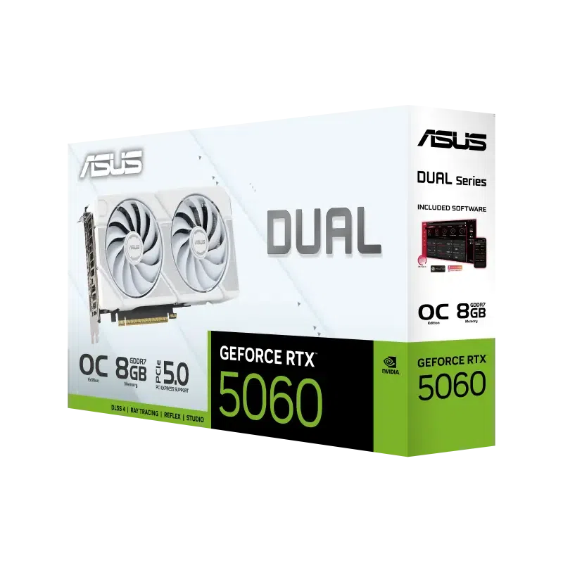 Видеокарта ASUS Dual GeForce RTX 5060 OC, Белый 12