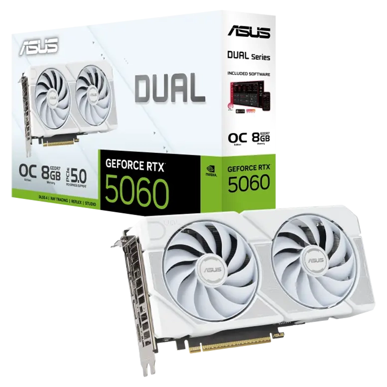 Видеокарта ASUS Dual GeForce RTX 5060 OC, Белый