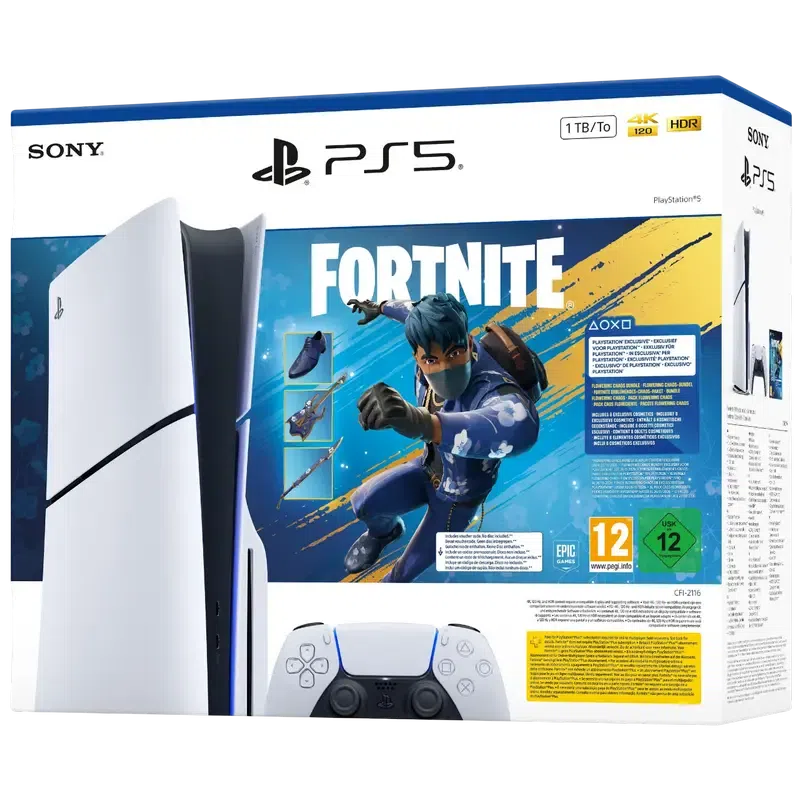 Игровая приставка Sony PlayStation 5 Slim Disc Edition+Fortnite Flowering Chaos, Белый 11