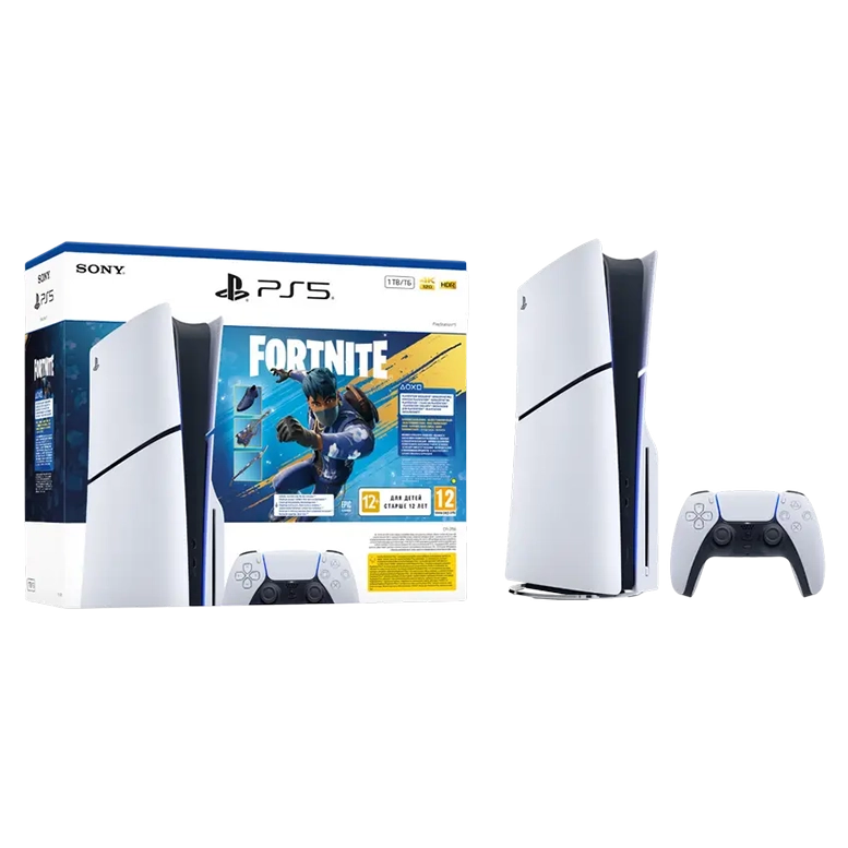 Игровая приставка Sony PlayStation 5 Slim Disc Edition+Fortnite Flowering Chaos, Белый