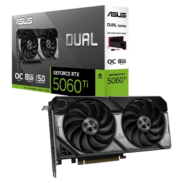 Видеокарта ASUS Dual GeForce RTX 5060 Ti OC Edition, Black