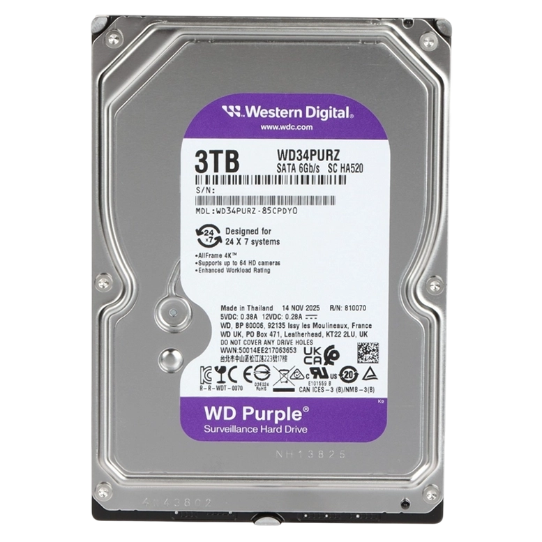 Жесткий диск Western Digital WD Purple 3ТБ, 3.5"