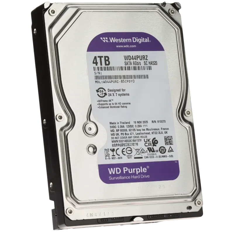 Жесткий диск Western Digital WD Purple 4ТБ, 3.5" 3