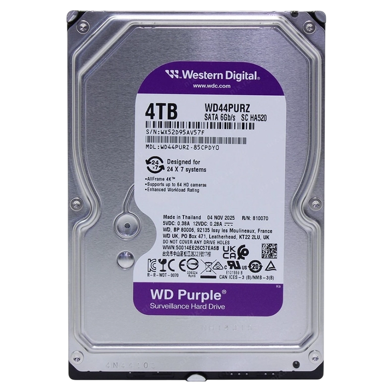 Жесткий диск Western Digital WD Purple 4ТБ, 3.5"