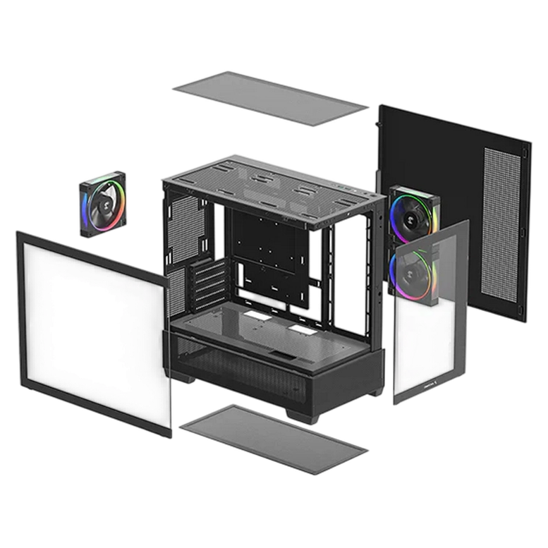 Case mATX Deepcool CG380, w/o PSU, 3x120mm, Front&Side TG, 2xUSB3.0, 1xUSB-C, 3x2.5", 2x3.5", Black 6